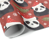 Schattige Panda Santa rood vakantiepatroon Cadeaupapier (Rol Hoek)
