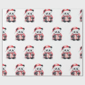 Schattige Panda Santa Winter vakantiepatroon Cadeaupapier (Vlak)