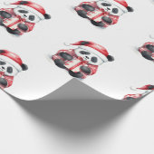 Schattige Panda Santa Winter vakantiepatroon Cadeaupapier (Hoek)