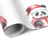 Schattige Panda Santa Winter vakantiepatroon Cadeaupapier (Rol Hoek)
