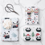 Schattige Panda Santa Winter vakantiepatroon Inpakpapier Vel<br><div class="desc">Schattige Panda Winter vakantiepatroon inpakpapier vellen.</div>