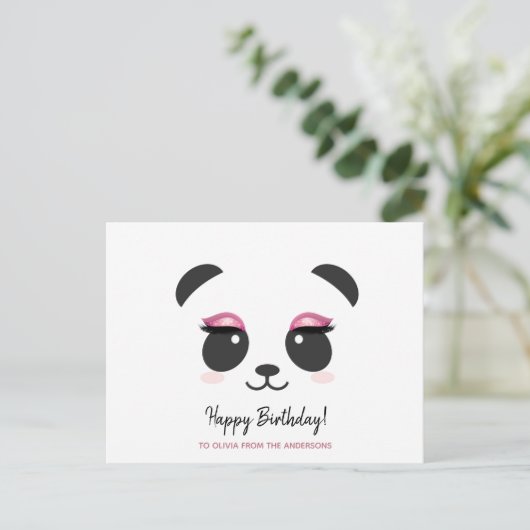 Schattige panda slaat Happy Birthday gepersonalise Briefkaart (Staand voorkant)
