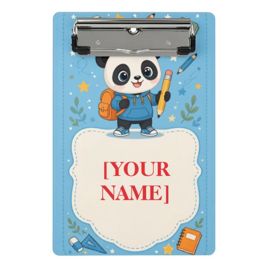 Schattige panda terug naar school mini klembord (Voorkant)