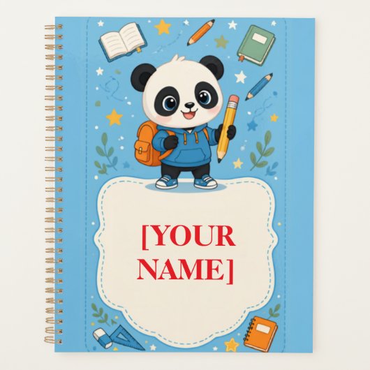 Schattige panda terug naar school-notitie planner (Voorkant)