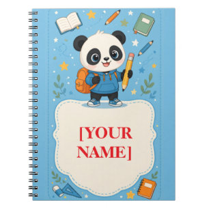 Schattige panda terug naar school schoolnotitie notitieboek