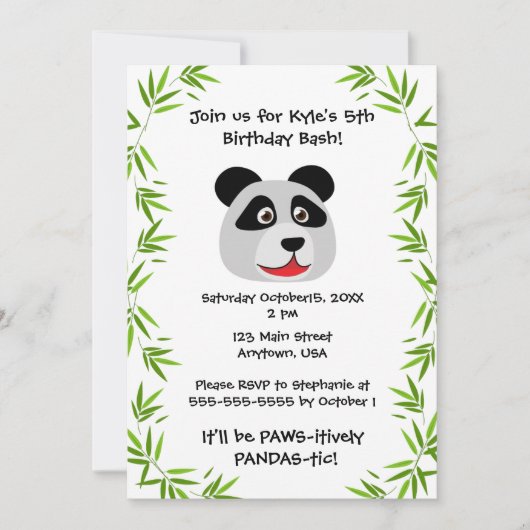 Schattige panda thema kaart (Voorkant)