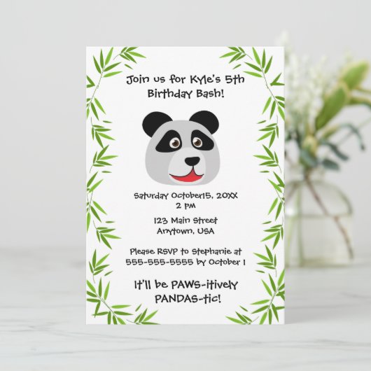 Schattige panda thema kaart (Staand voorkant)