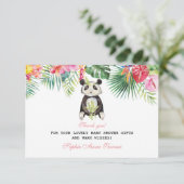 Schattige Panda Tropische Bloemen Baby Shower Beda Bedankkaart (Staand voorkant)