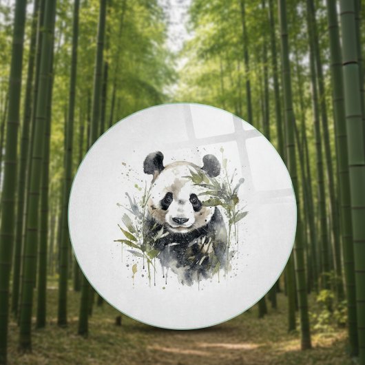 Schattige panda tussen bamboe waterkleur snijplank