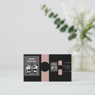 Schattige Panda Verjaardagskaart | Zwart Esthetisc Visitekaartje