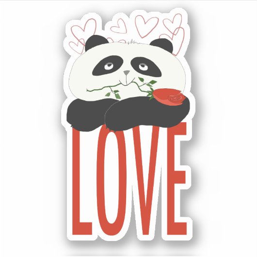 Schattige Panda Verliefd Sticker (Voorkant)