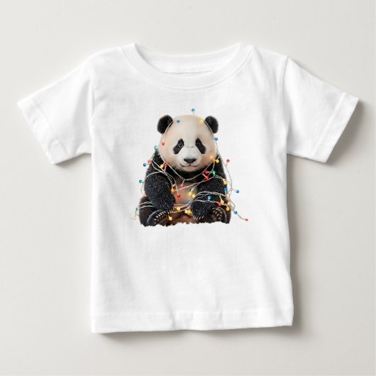 Schattige panda verstrikt in kerstverlichting (Voorkant)