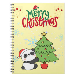 schattige panda vrolijk kerst notitieboek