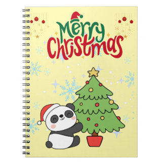 schattige panda vrolijk kerst notitieboek