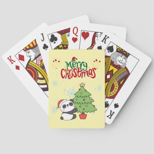 schattige panda vrolijk kerstfeest  Pokerkaarten (Achterkant)