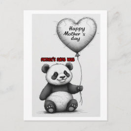 Schattige Panda wenst je een gelukkige Moederdag o Feestdagenkaart