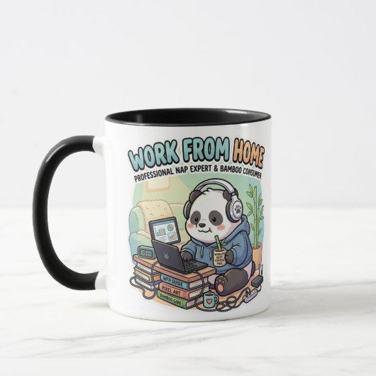 Schattige Panda Werkt Vanuit Huis   Mok (Links)