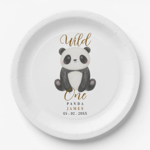 schattige panda wilde eerste verjaardag  papieren bordje