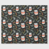 Schattige Panda Winter vakantiepatroon Cadeaupapier (Vlak)