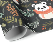 Schattige Panda Winter vakantiepatroon Cadeaupapier (Rol Hoek)