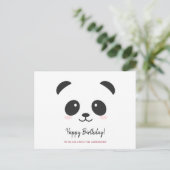 Schattige panda zwart wit gepersonaliseerde Verjaa Briefkaart (Staand voorkant)