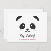 Schattige panda zwart wit gepersonaliseerde Verjaa Briefkaart (Voorkant / Achterkant)