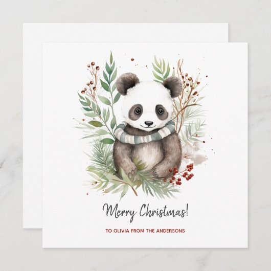 Schattige Pandababy Rustieke Kerst botanicals (Voorkant / Achterkant)
