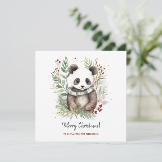 Schattige Pandababy Rustieke Kerst botanicals (Staand voorkant)