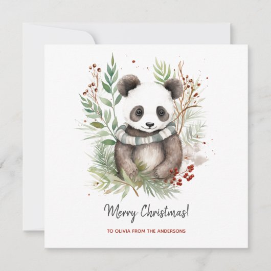 Schattige Pandababy Rustieke Kerst botanicals (Voorkant)