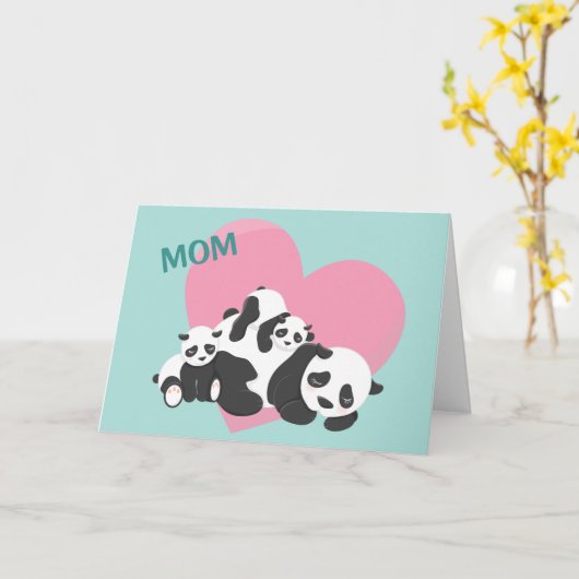 Schattige Pandabeer Babys Moederdag Kaart (Gele Bloem)
