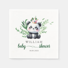 Schattige Pandabeer Babyshower Waterverf Groen Servet