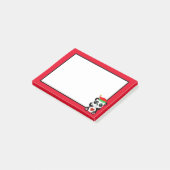 Schattige pandabeer elfenstrip op rood en wit post-it® notes (Schuin)
