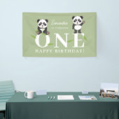 Schattige Pandabeer Kawaii Kinderen Eerste Verjaar Spandoek (Beurs)