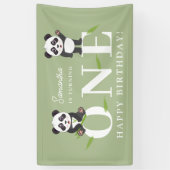 Schattige Pandabeer Kawaii Kinderen Eerste Verjaar Spandoek (Verticaal)