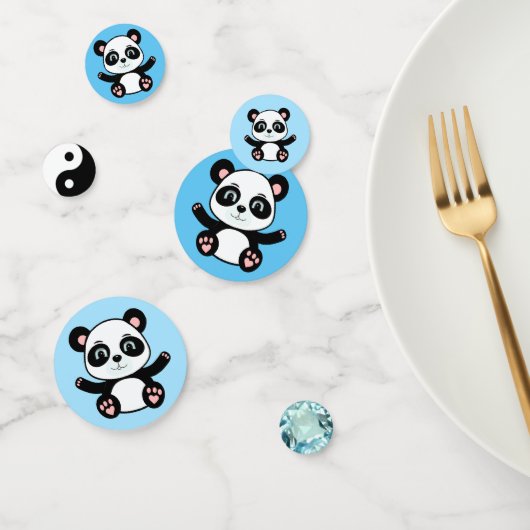 Schattige pandabeer op Columbia blauw Confetti (Groep)