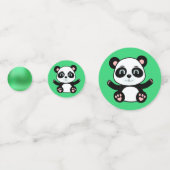 Schattige pandabeer op groen confetti (Voorkanten)