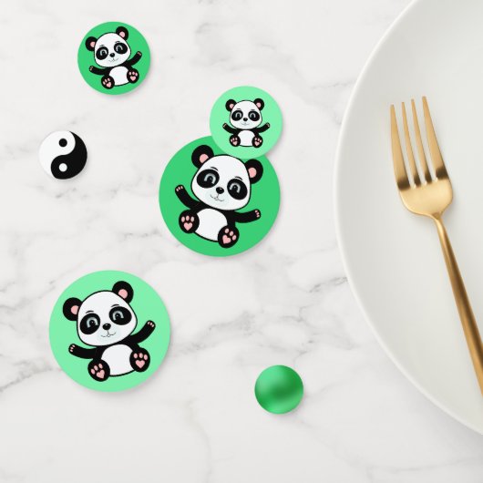 Schattige pandabeer op groen confetti (Groep)