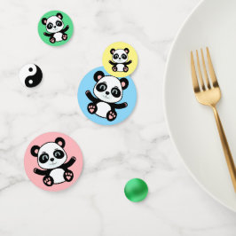 Schattige pandabeer op meerkleurig confetti