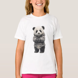 Schattige pandabeer staande kinderen t-shirt