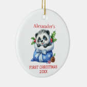 Schattige Pandabeer Welp Kerstdag Keramisch Ornament (Rechts)