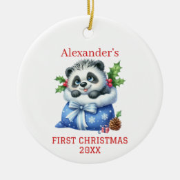 Schattige Pandabeer Welp Kerstdag Keramisch Ornament