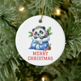 Schattige Pandabeer Welp Kerstdag Keramisch Ornament
