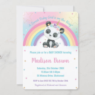 Schattige Pandacorn Panda Regenboog Baby shower Kaart