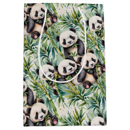 Schattige panda's en bamboe  medium cadeauzakje