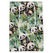Schattige panda's en bamboe  medium cadeauzakje (Achterkant)
