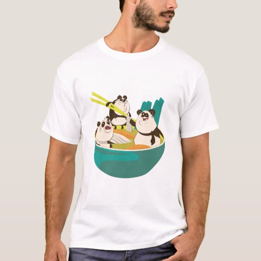 Schattige panda's eten ramen t-shirt (Voorkant)