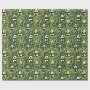 Schattige panda's in bamboebos-patroon cadeaupapier