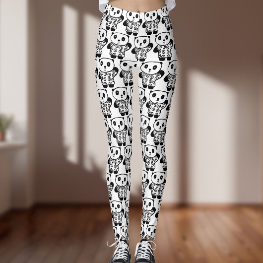 Schattige Pandy de Panda Zwart en Wit Leggings