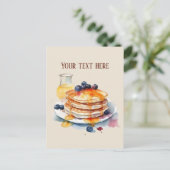 Schattige pannenkoeken ontbijt tekst toevoegen briefkaart (Staand voorkant)