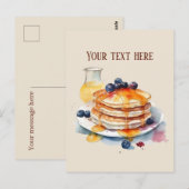Schattige pannenkoeken ontbijt tekst toevoegen briefkaart (Voorkant / Achterkant)